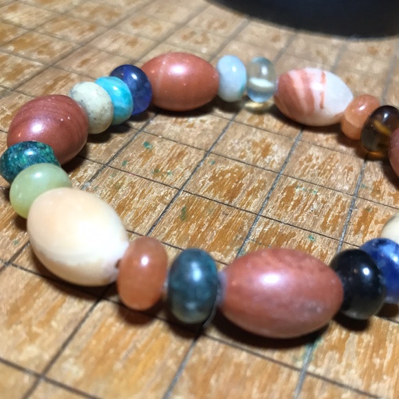 Semiprecious Natural Stone Crystal Mix Beaded Bracelet 7”L Stretchy Elastic EVC - Picture 8 of 13